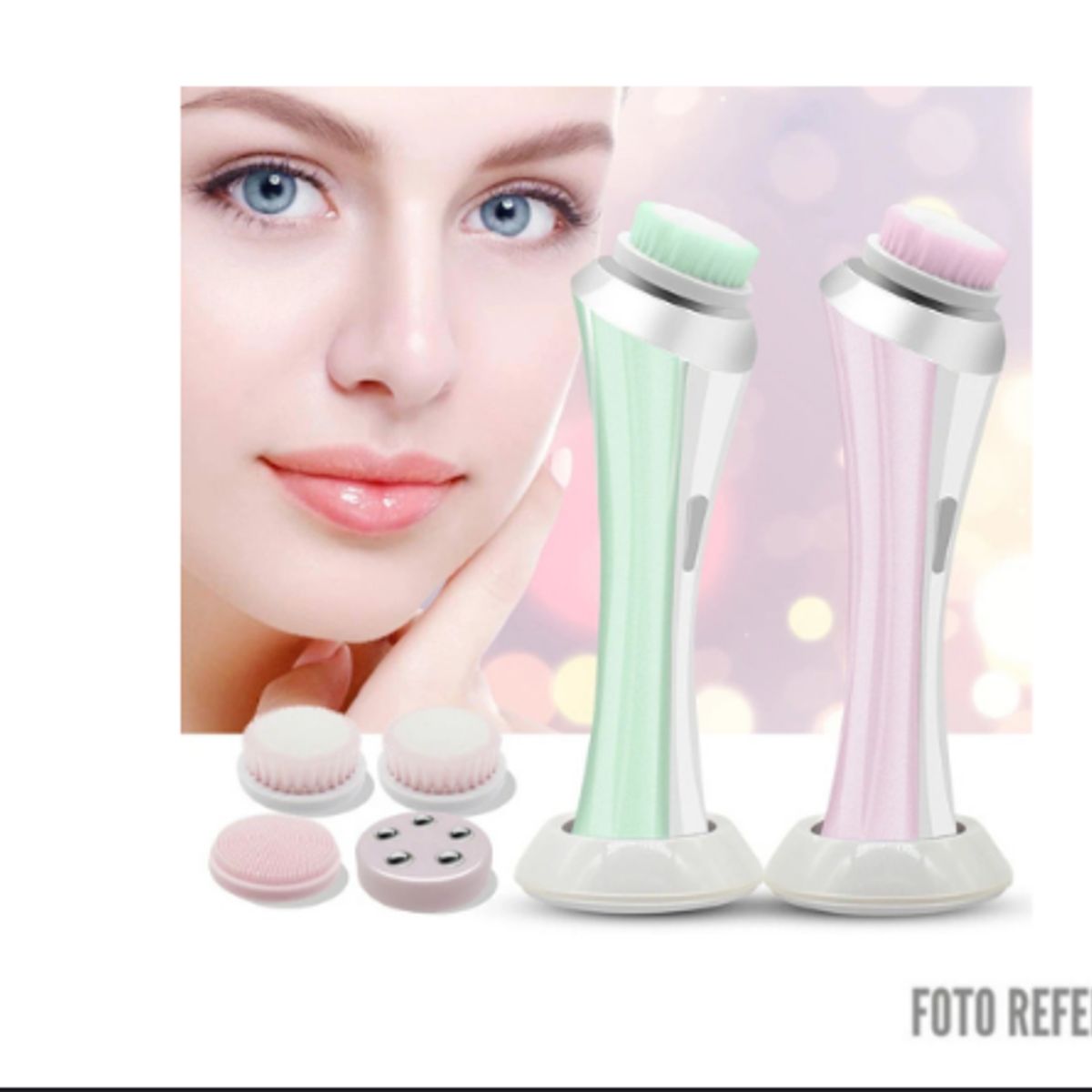 GENERICO - Masajeador y Limpiador Facial 3 en 1 Recargable GBL-737 - Lila