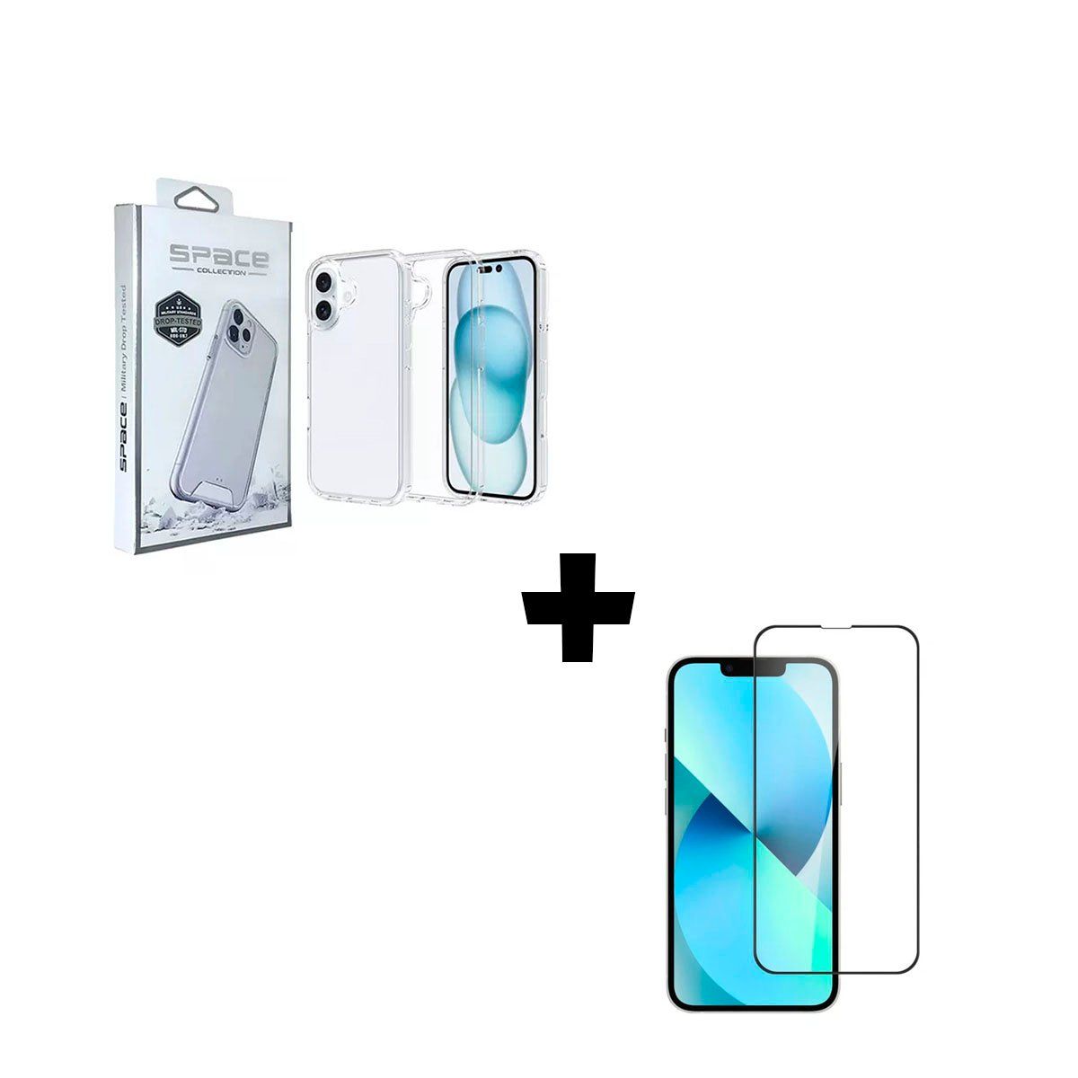 GENERICO - Case Space Transparente + Vidrio Templado para el Iphone 16