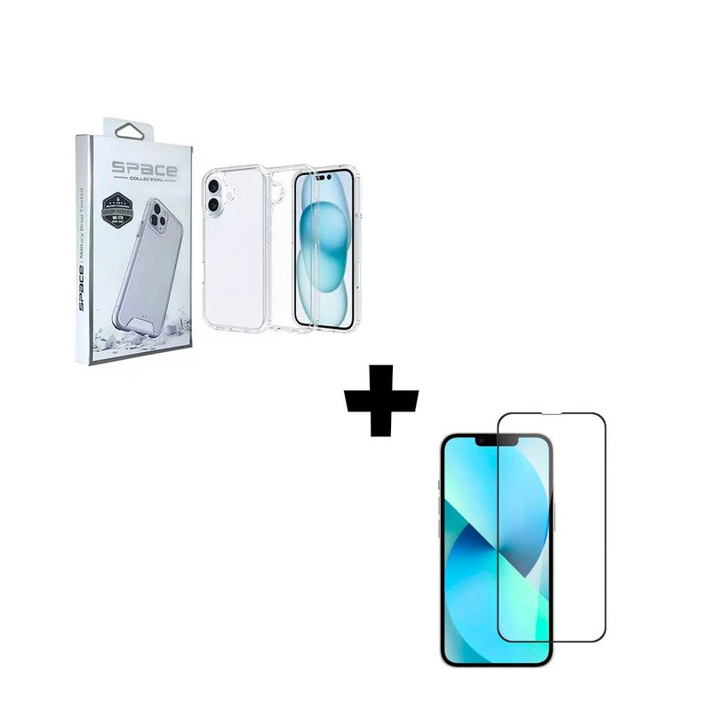GENERICO - Case Space Transparente + Vidrio Templado para el Iphone 16