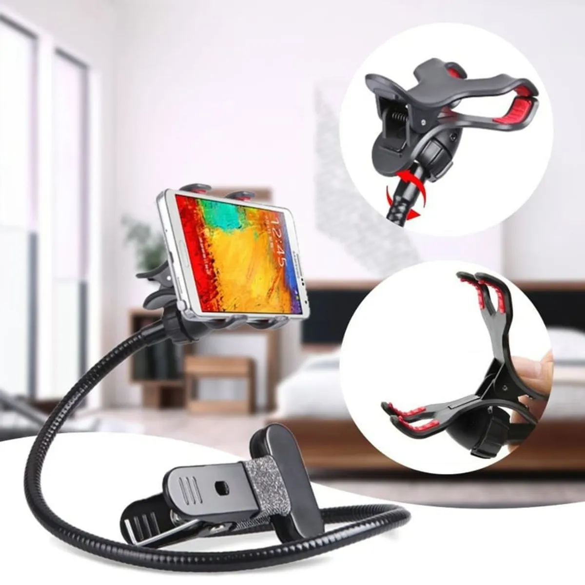 GENERICO - Soporte Sujetador Flexible Gancho para Celular Mesa y Auto 360