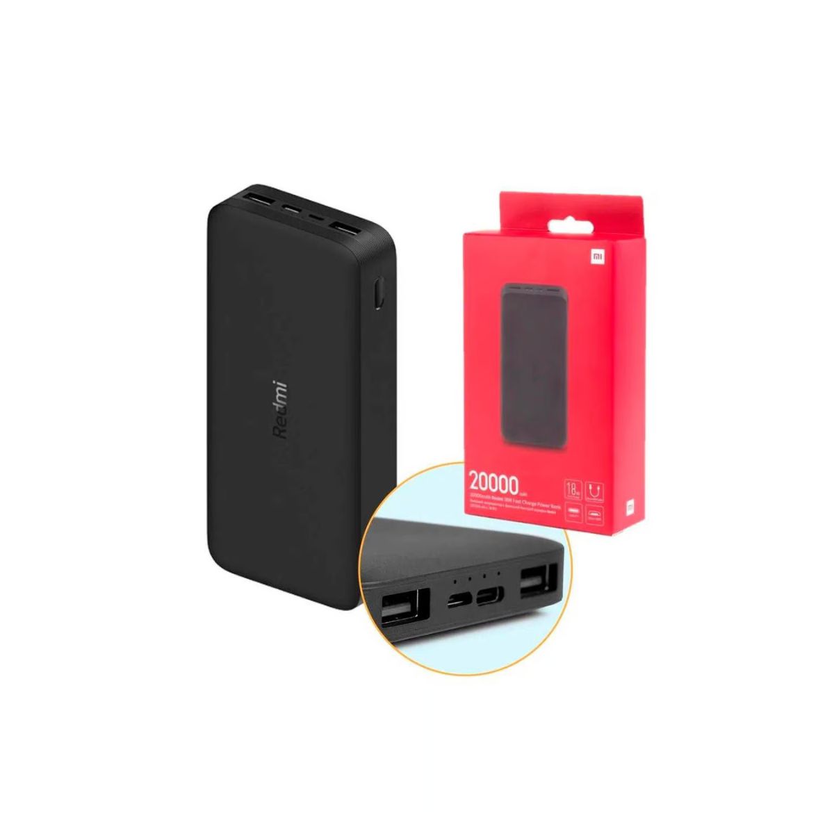 XIAOMI - Power Bank 20000mAh 18W Cargador Negro Portatil Carga Rapida