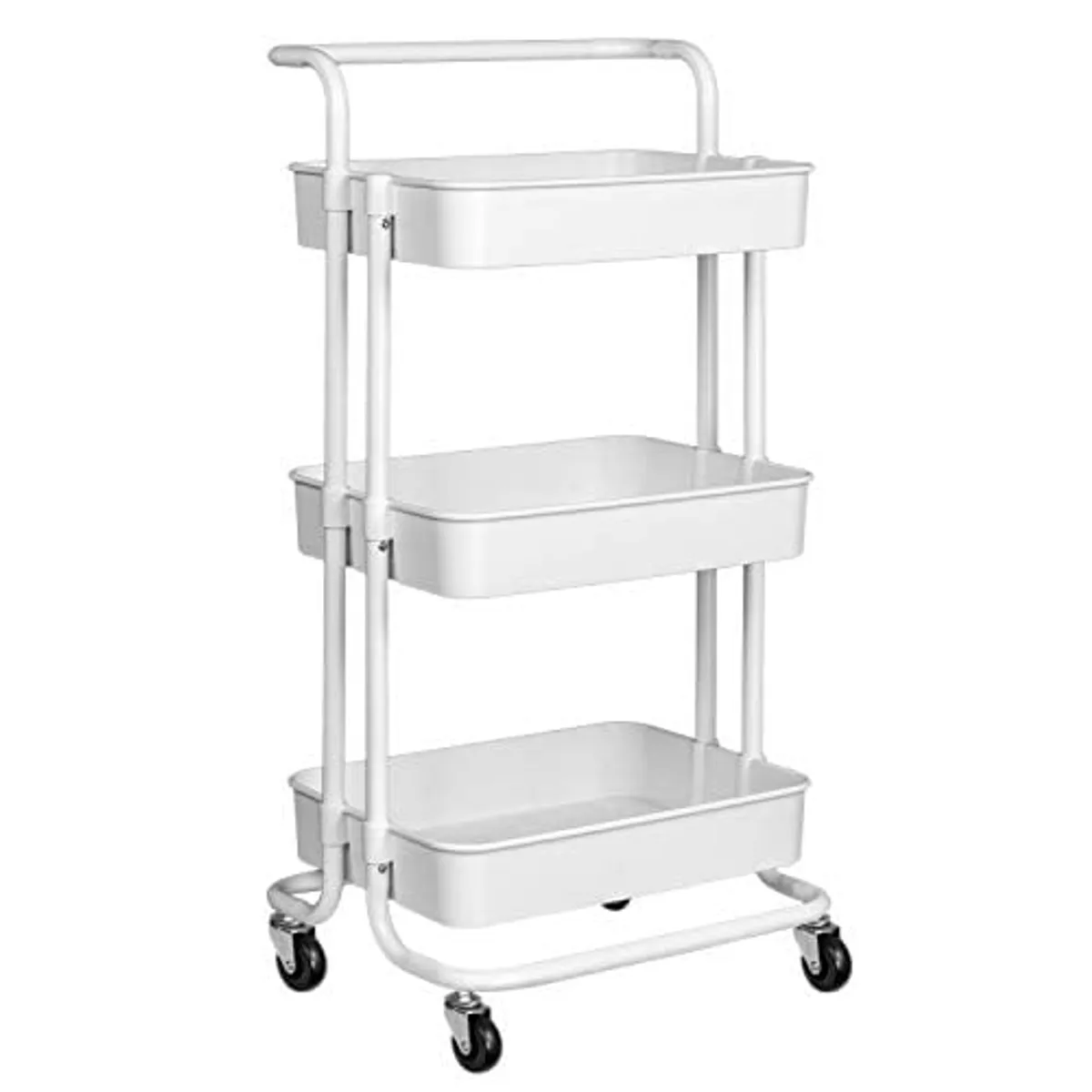 GENERICO - ORGANIZADOR ESTANTE MULTIUSO 3 NIVELES ESTRUCTURA FIERRO BLANCO CARRO