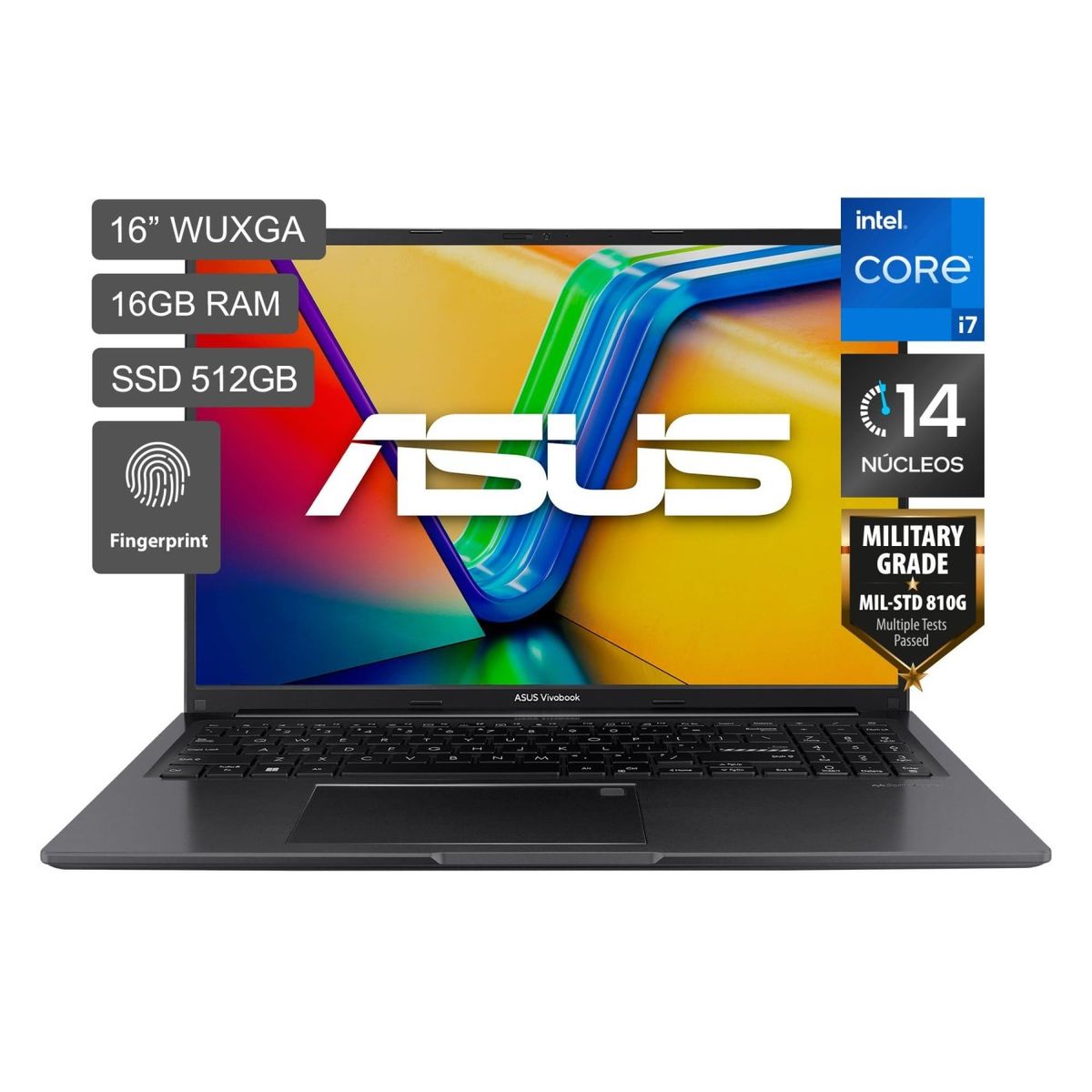 ASUS - Laptop Asus Vivobook Ci7 X1605ZA-MB714W 16GB RAM 512GB SSD 16 FHD 12va Generación - Indie Black