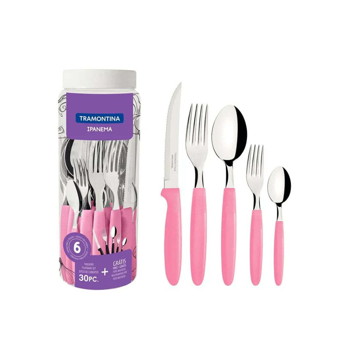TRAMONTINA - Jgo De Cubiertos X30 Pzas Ipanema Rosado - 10390012