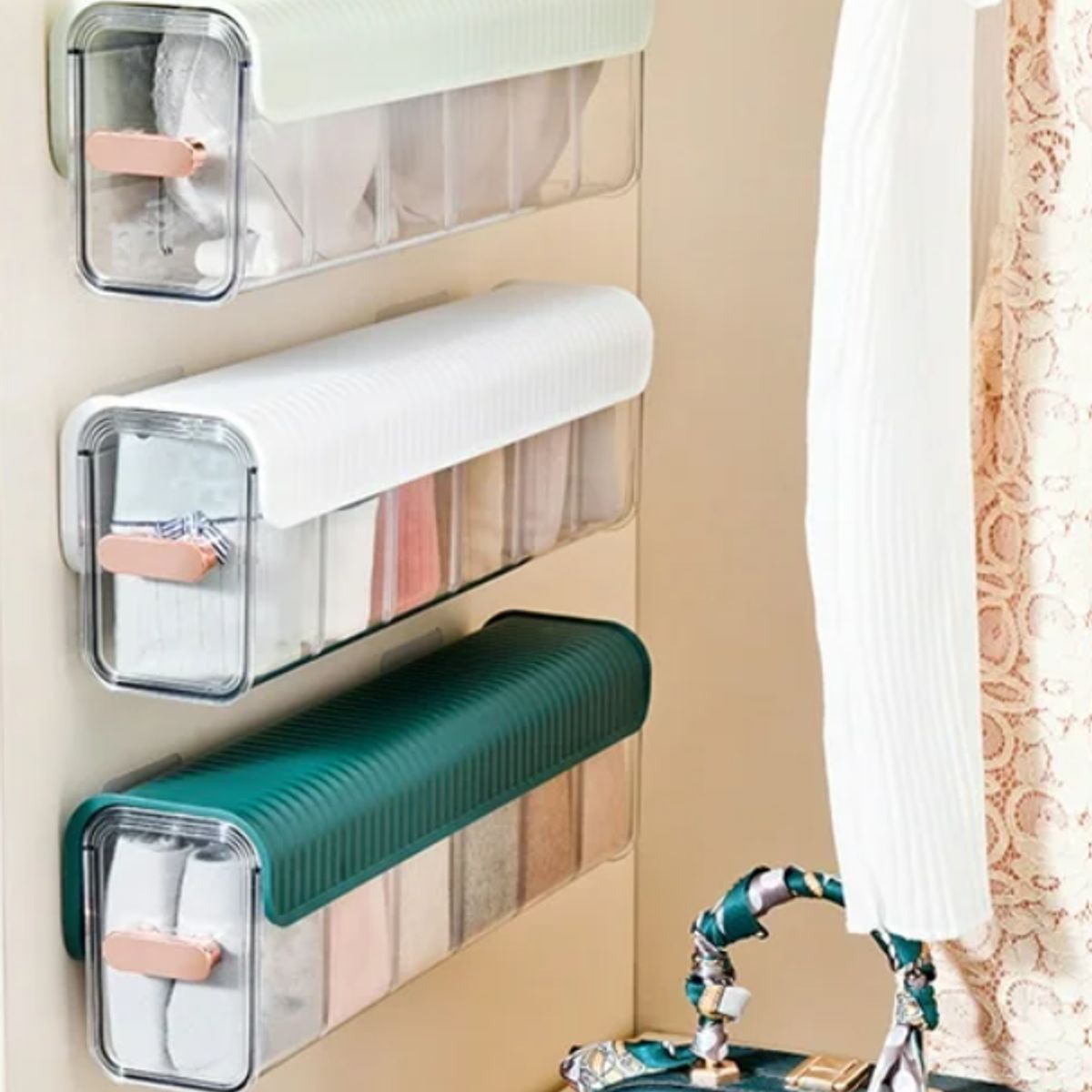 GENERICO - Organizador de Ropa Multiuso de Acrílico 6 Divisiones Navidad - Verde Claro