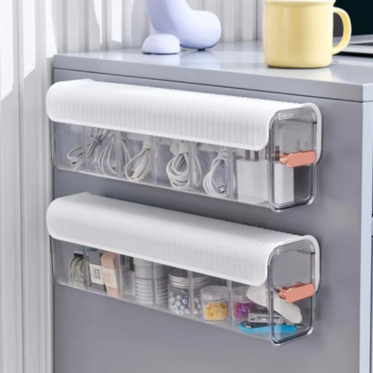 GENERICO - Cesta Organizador Multiuso 6 Divisiones de Acrílico Navidad- Blanco