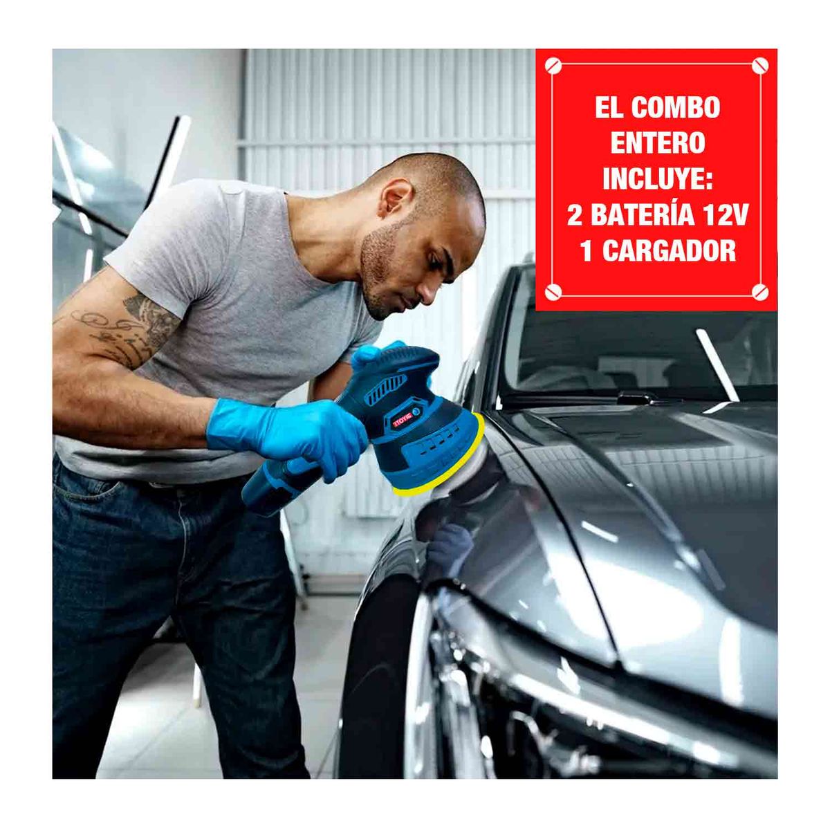 GENERICO - PULIDORA LIJADORA ORBITAL INALÁMBRICA MULTIUSO ACABADO AUTO