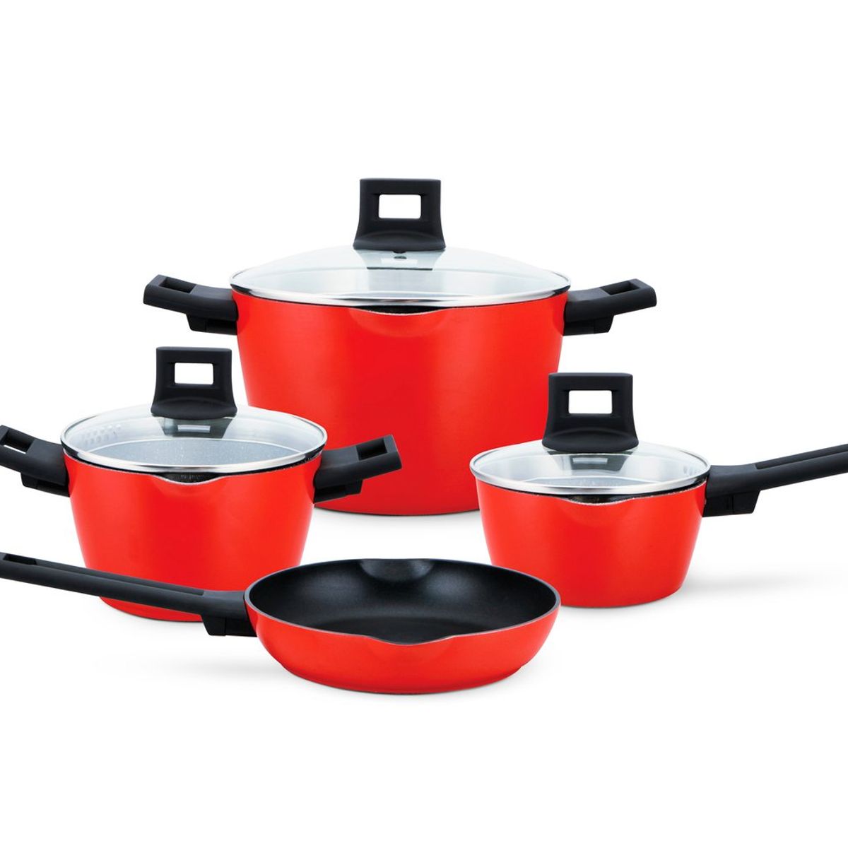 RECORD - Juego de Ollas Nisqa Record Antiadherente Rojo 7 Pzs