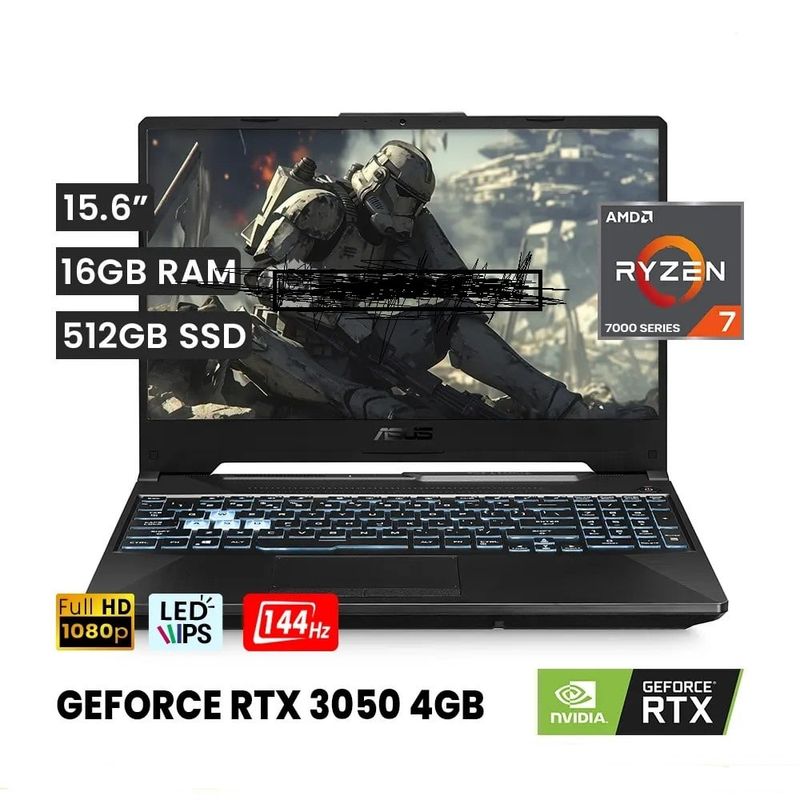 ASUS - Laptop ASUS TUF FA506NCR-HN005W R7 7435HS 16gb 512gb ssd 4G Video RTX3050 15.6 FHD 144HZ Window 11