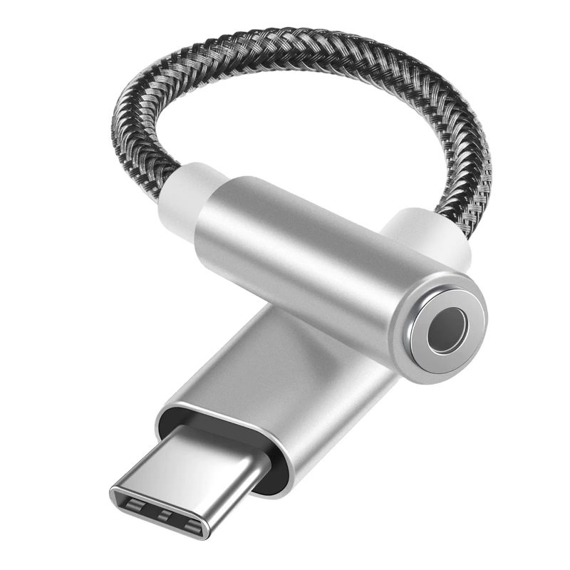 ROMAX - Adaptador de punta mini plug a Tipo C para audífonos ó parlantes Gris