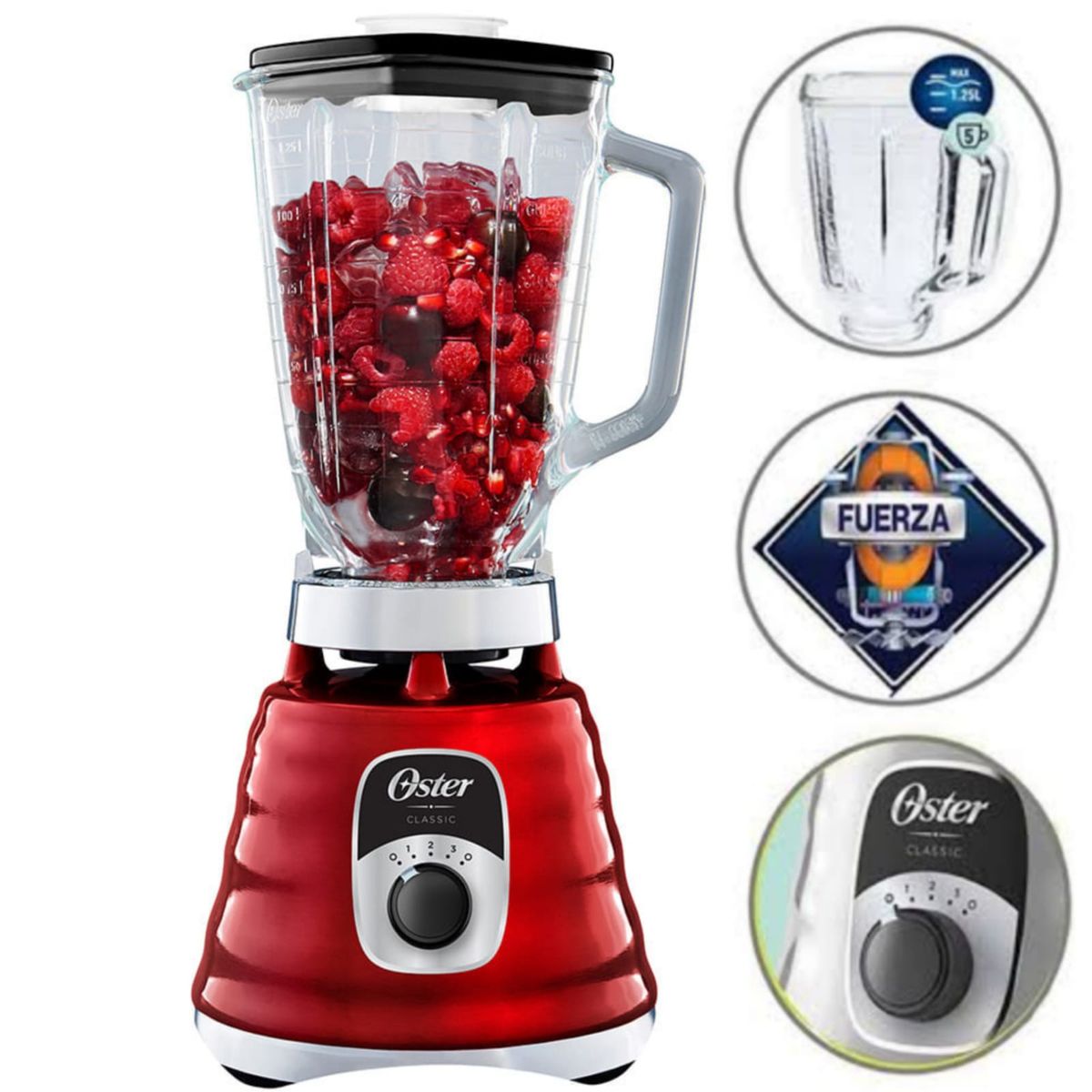 OSTER - Licuadora 3 velocidades 1.25lt OSTER BLST4126R-053 ROJO