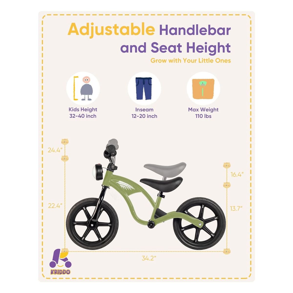 GENERICO - Bicicleta Equilibrio Balance 2 a 5 años Llanta 12 Inch