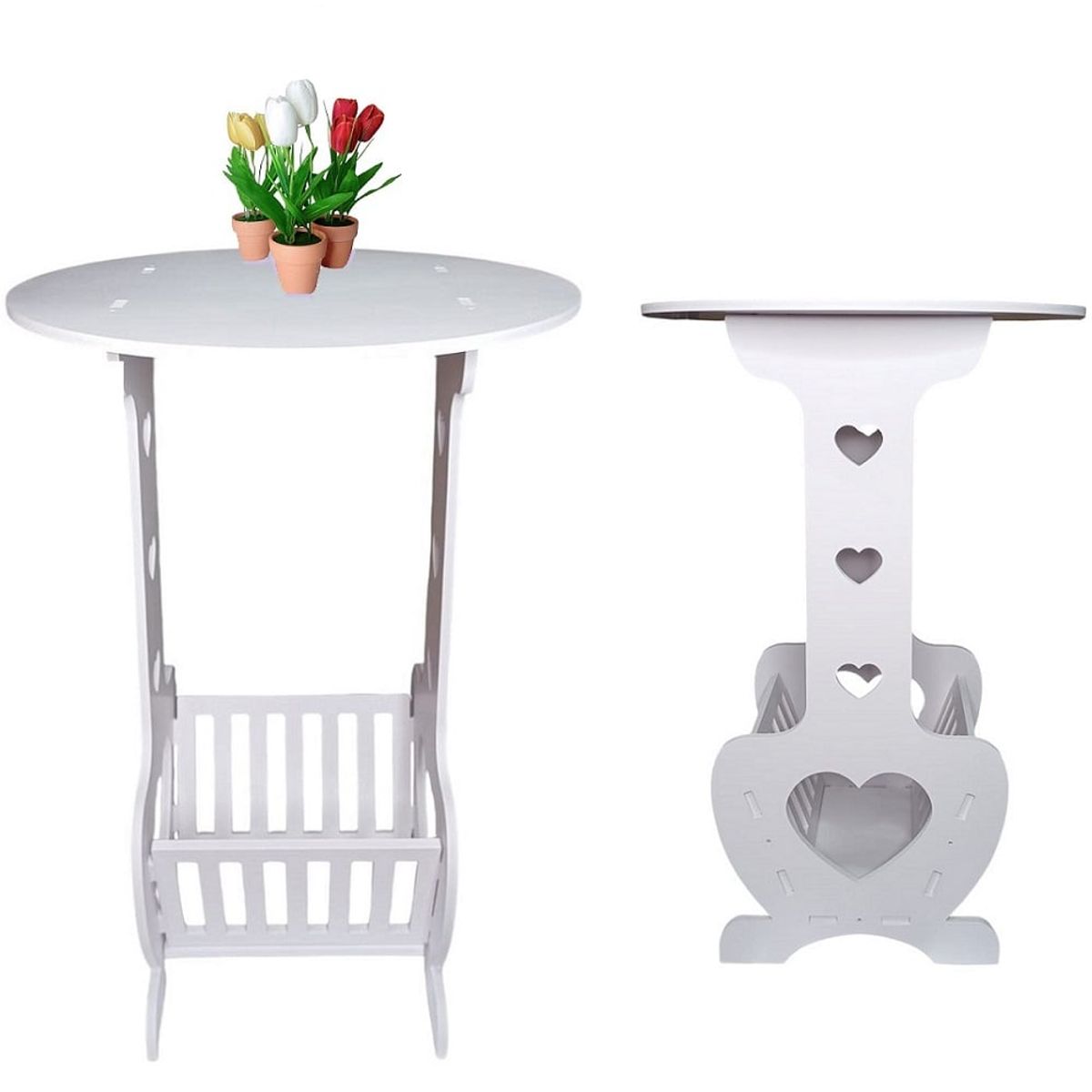 GENERICO - Mesa circular centro de mesa con estante organizador porta libros