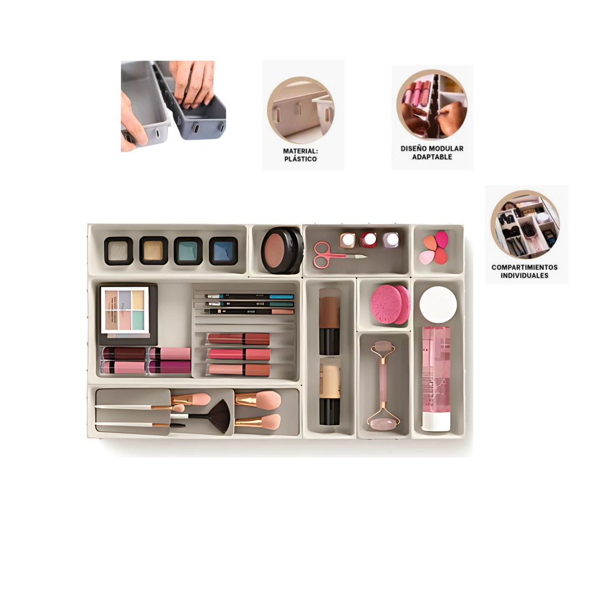 GENERICO - ORGANIZADOR DE CAJONES PRACTICO DE 10 PIEZAS PARA MAQUILLAJE