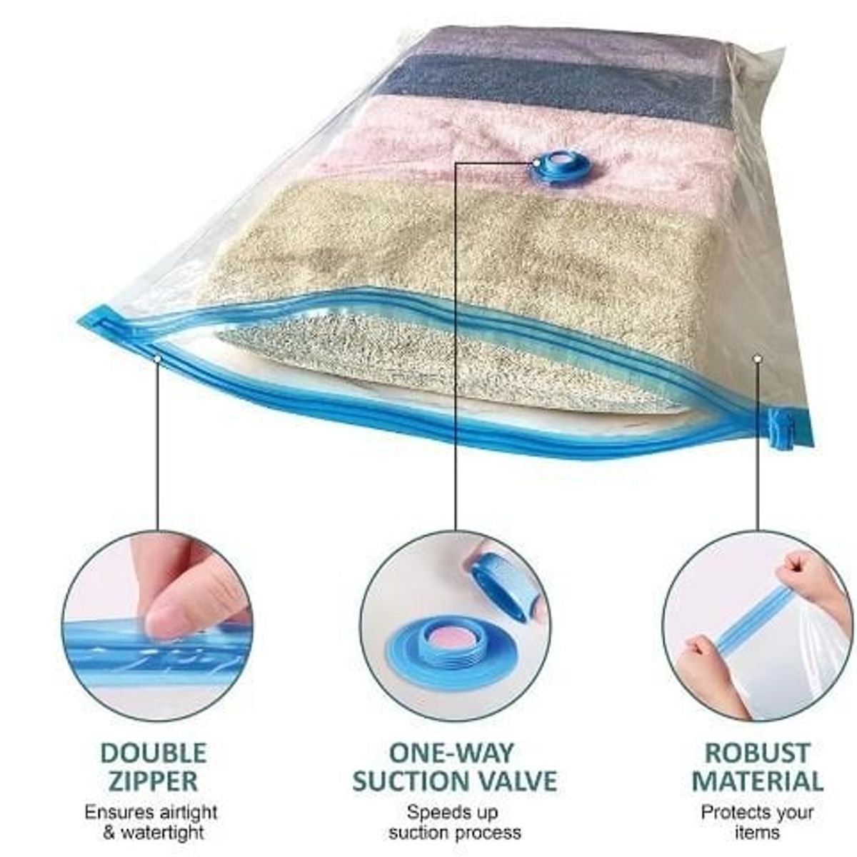 GENERICO - PACK 3 BOLSAS AL VACÍO PARA ALMACENAR ROPA EDREDON NAVIDAD