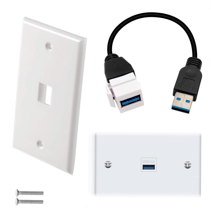 TRAUTECH - Placa ABS USB 3.0 Faceplate USB 3.0 hembra a hembra con cable 15cm