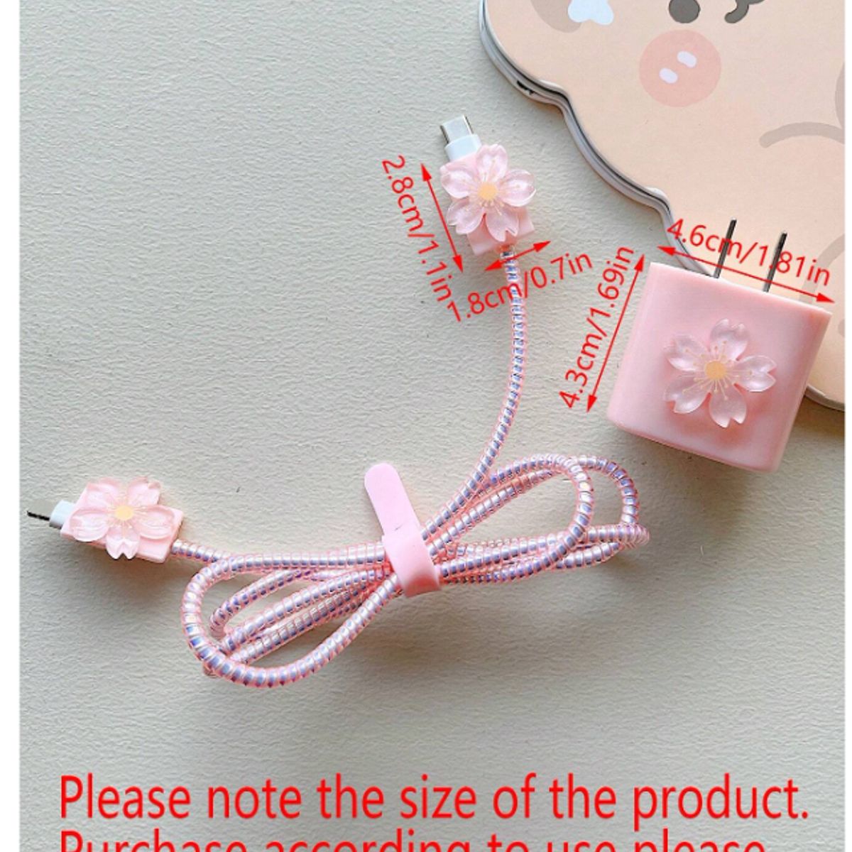 GENERICO - CASE PROTECTOR DE FLOR EN RELIEVE PARA CARGADOR DE IPHONE