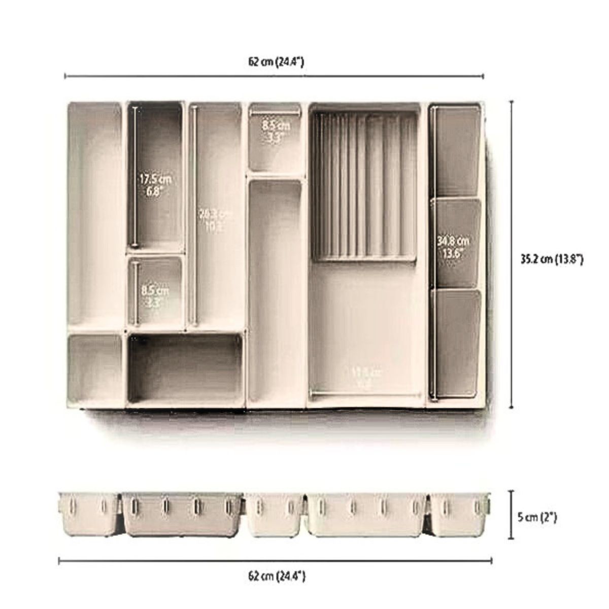 GENERICO - ORGANIZADOR DE CAJONES PRACTICO DE 10 PIEZAS PARA COCINA PREMIUM