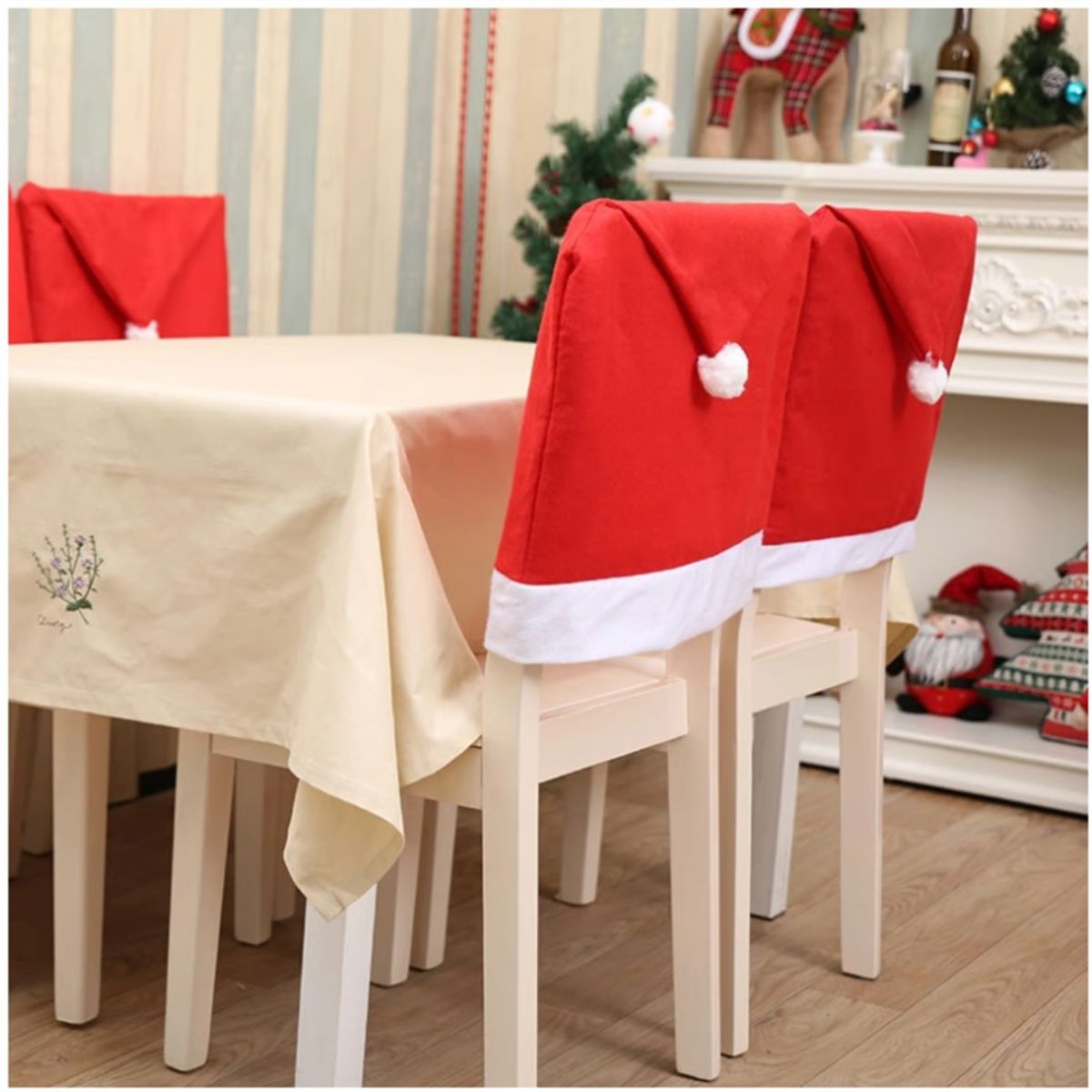 GENERICO - Forro Funda de Silla Navideña Decoración Navidad Pack x6