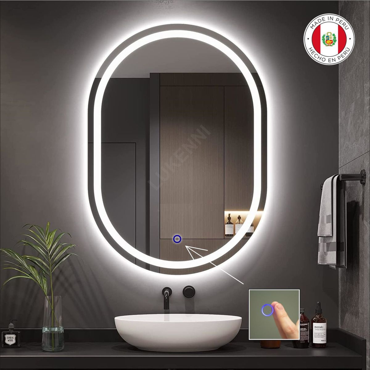 OEM - Espejo LED Táctil 50x70 cm ROMA