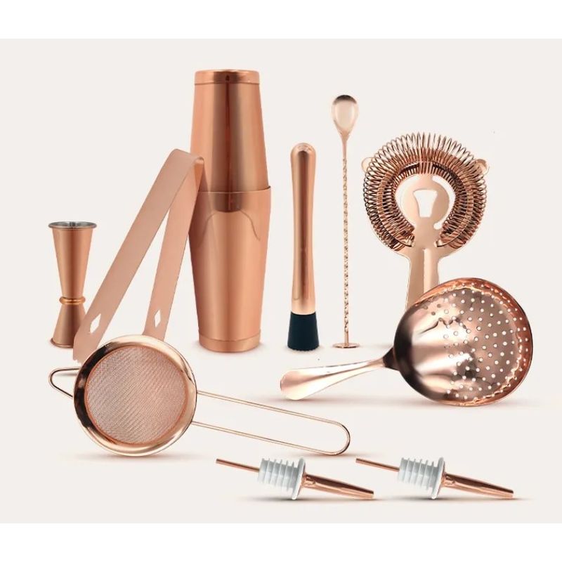 GENERICO - Kit Bartender Profesional 10 Pzs Color cobre en Acero Inox