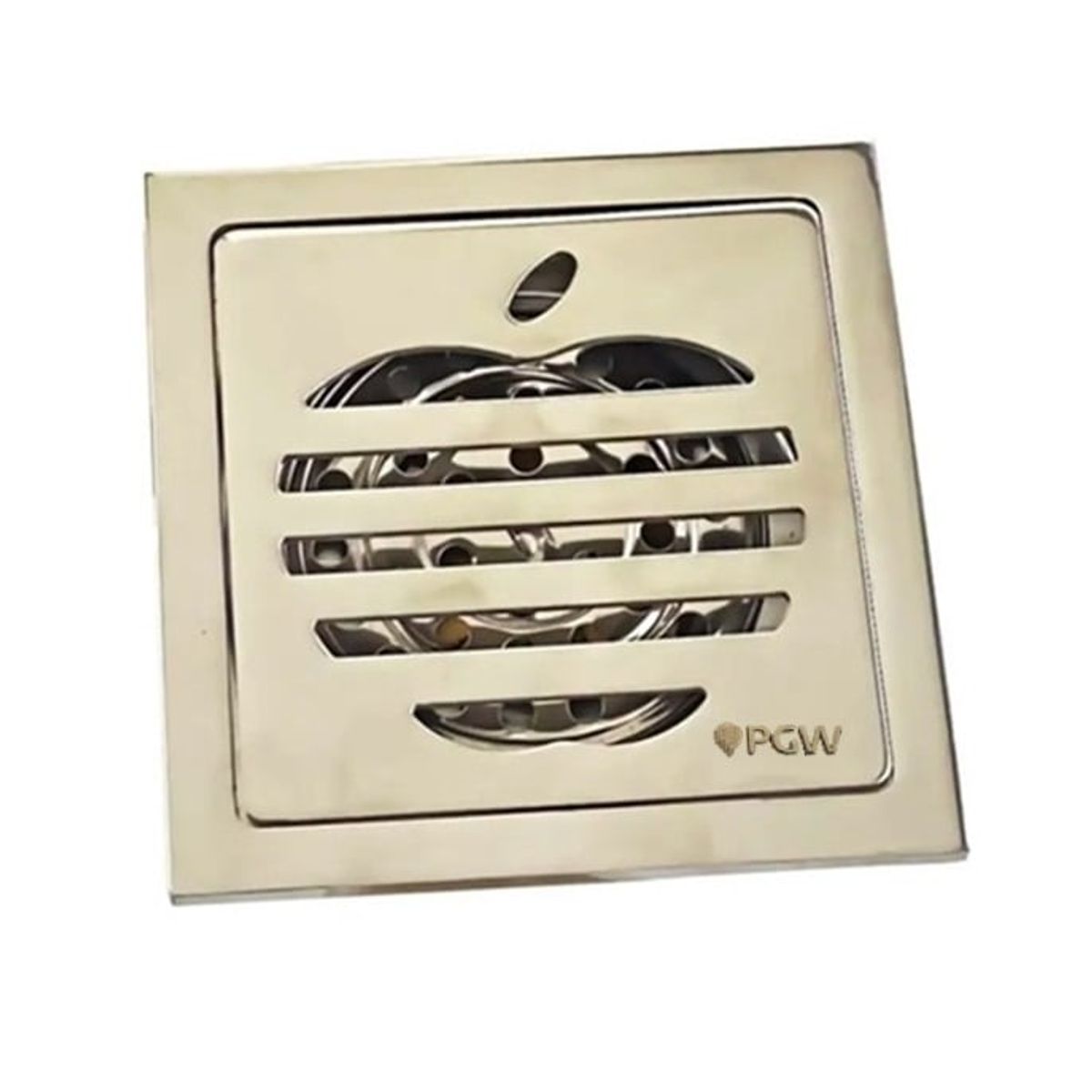 PGW - Sumidero de Piso Cuadrado -Elegante - Acero Inoxidable - Figura Apple
