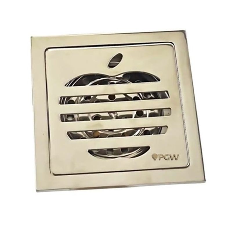 PGW - Sumidero de Piso Cuadrado -Elegante - Acero Inoxidable - Figura Apple