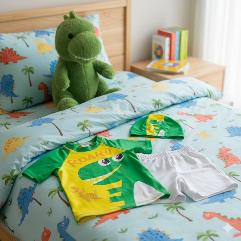 GENERICO - Ropa de Baño para Niño UV Dinosaurio Verde Oscuro