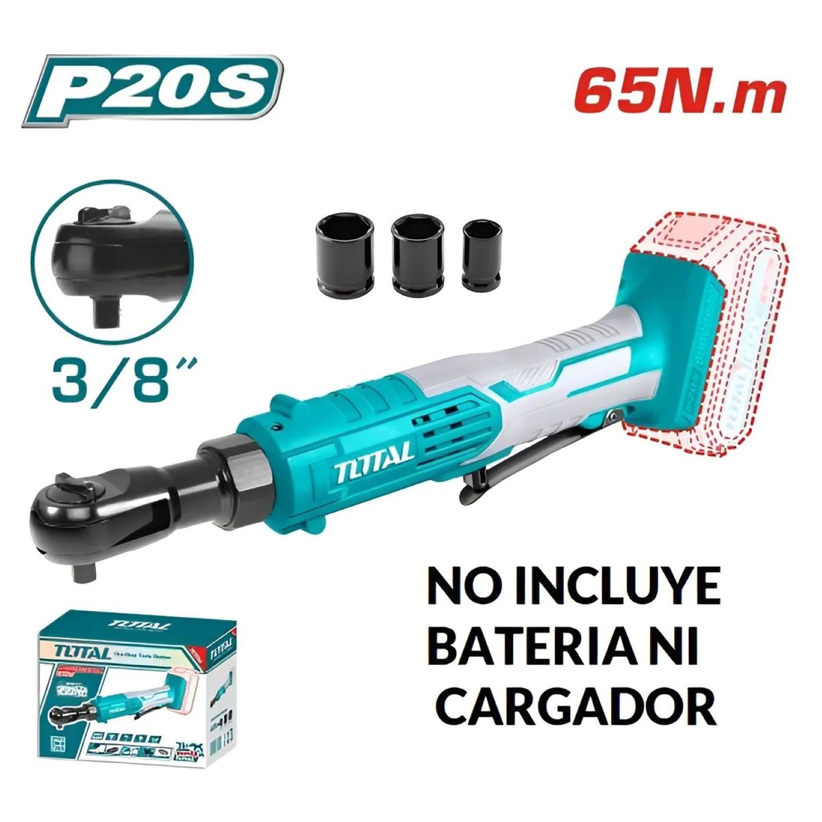 TOTAL TOOLS - LLAVE DE TRINQUETE 10MM INALÁMBRICA 20V 250RPM - TDRLI206015