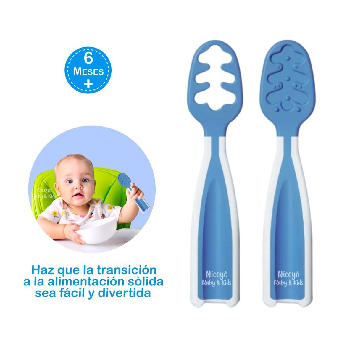 BABY - Set de 2 Pre Cucharas de Aprendizaje para Bebés AZUL