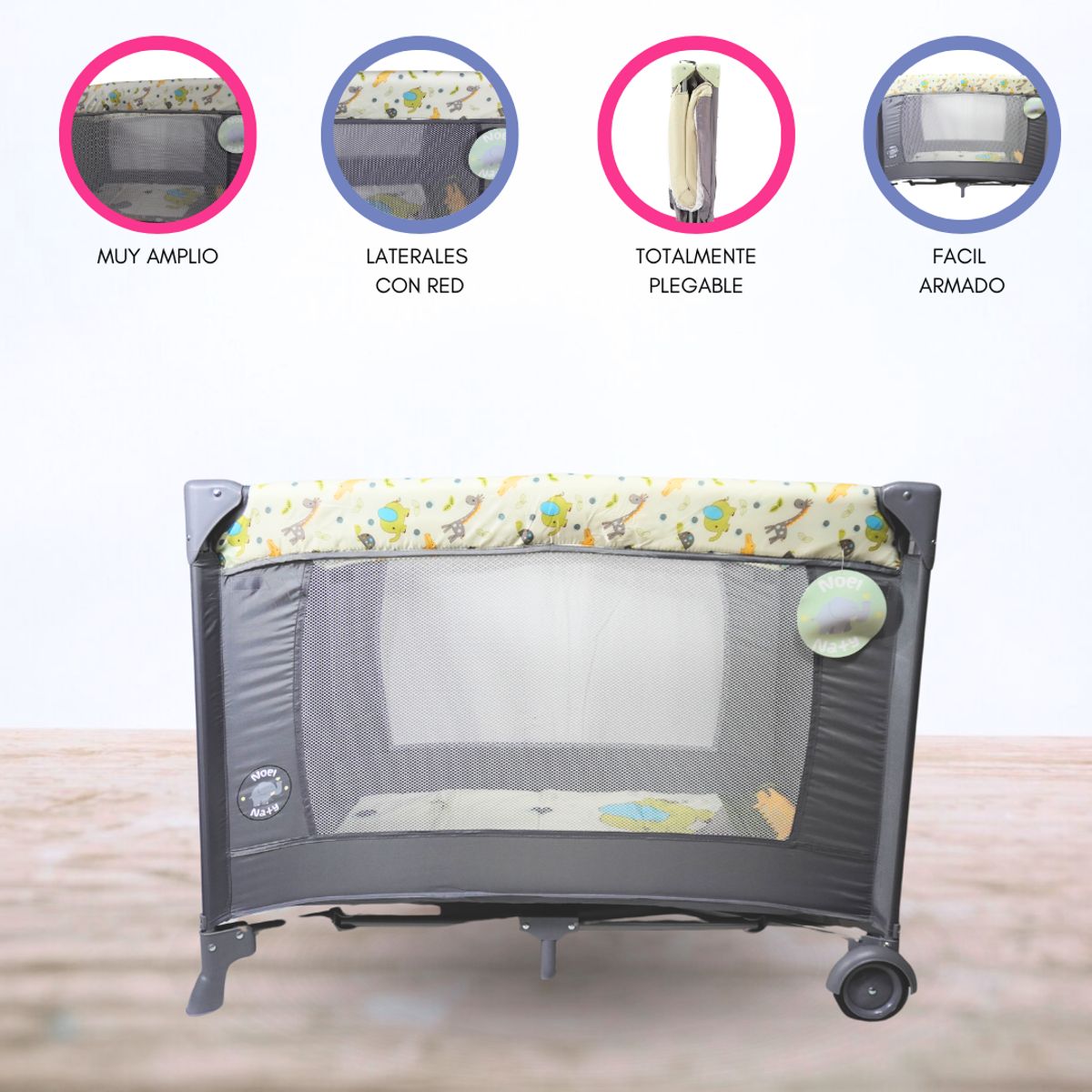 CUZKA - Cuna Corral Plegable «TREILLIS» Gray