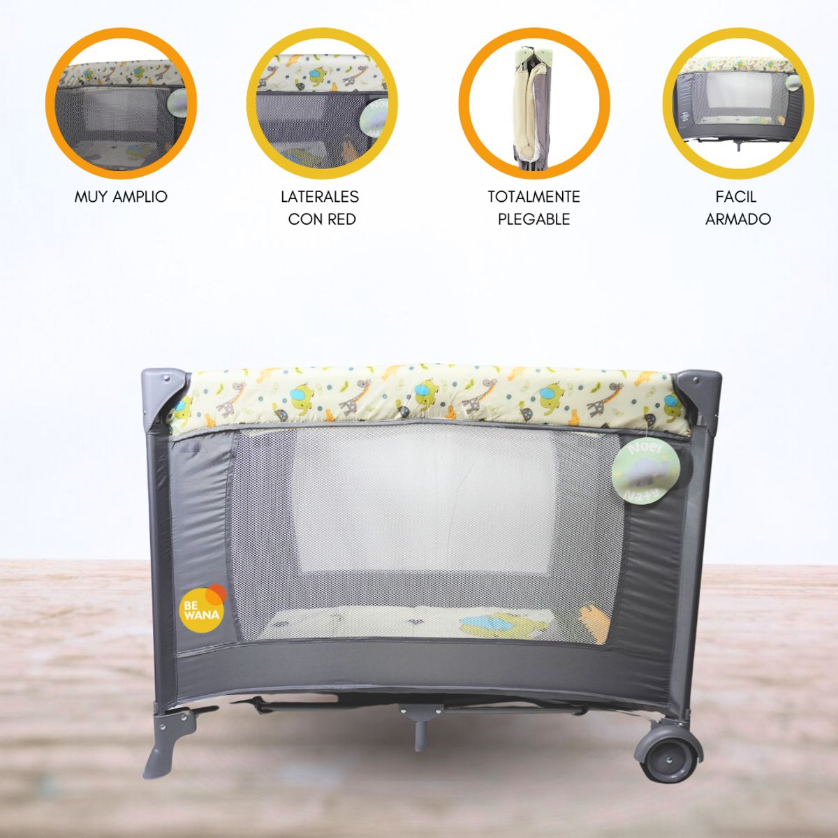 CUZKA - Cuna Corral Plegable «TREILLIS» Gray