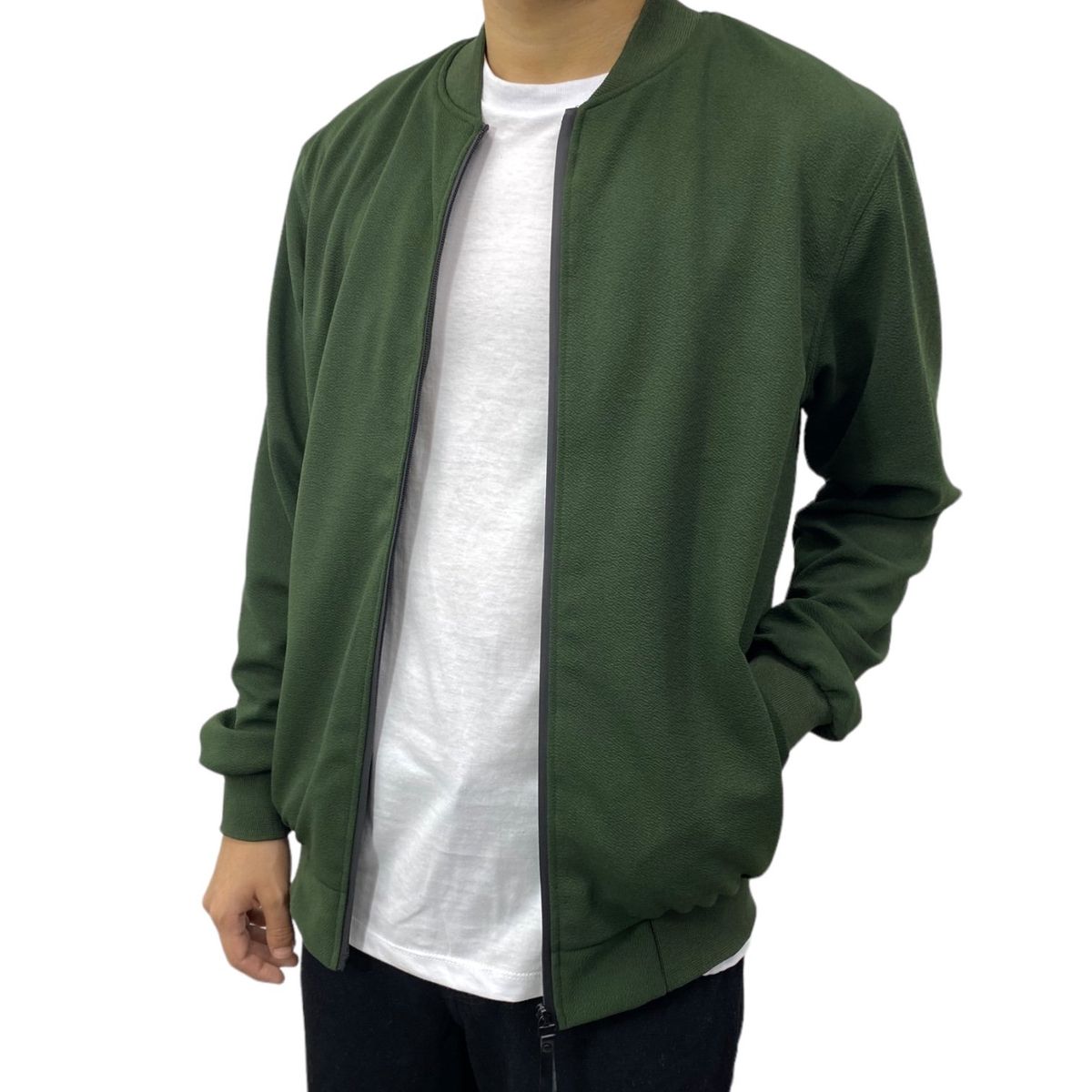 ABORIGEN - Casaca Bomber Jacquard Verde de Hombre - Aborigen