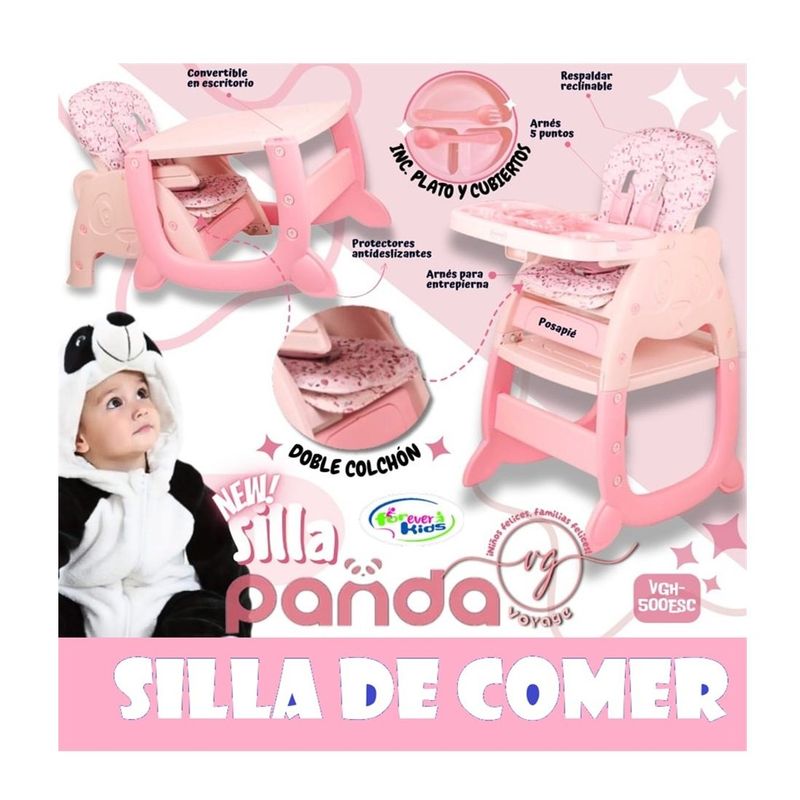 VOYAGE - Silla Carpeta Pande 3 en 1 con Plato y Cubiertos  Rosado