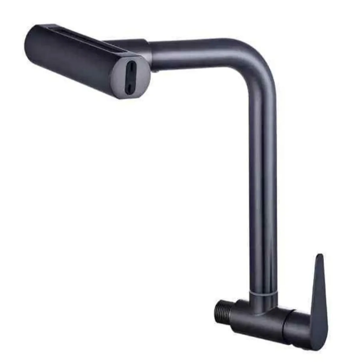 GENERICO - Grifo Cocina Pared de Acero 4 en 1 Rotación 360° Negro Mate