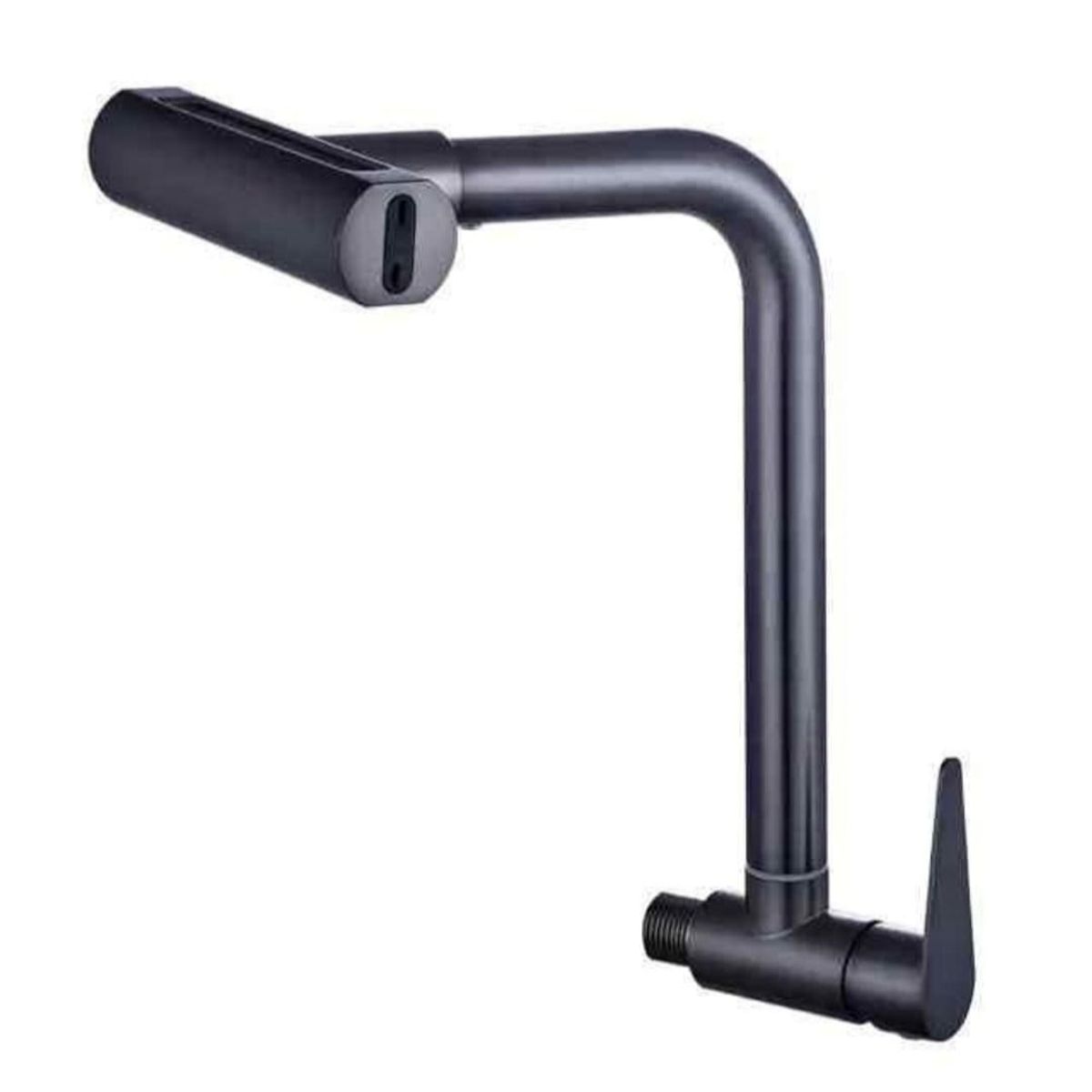 GENERICO - Grifo Cocina Pared de Acero 4 en 1 Rotación 360° Negro Mate