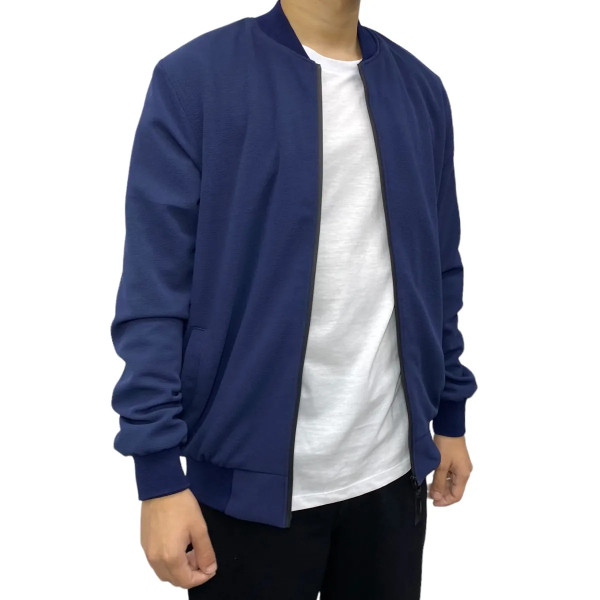 ABORIGEN - Casaca Bomber Jacquard Azul de Hombre - Aborigen