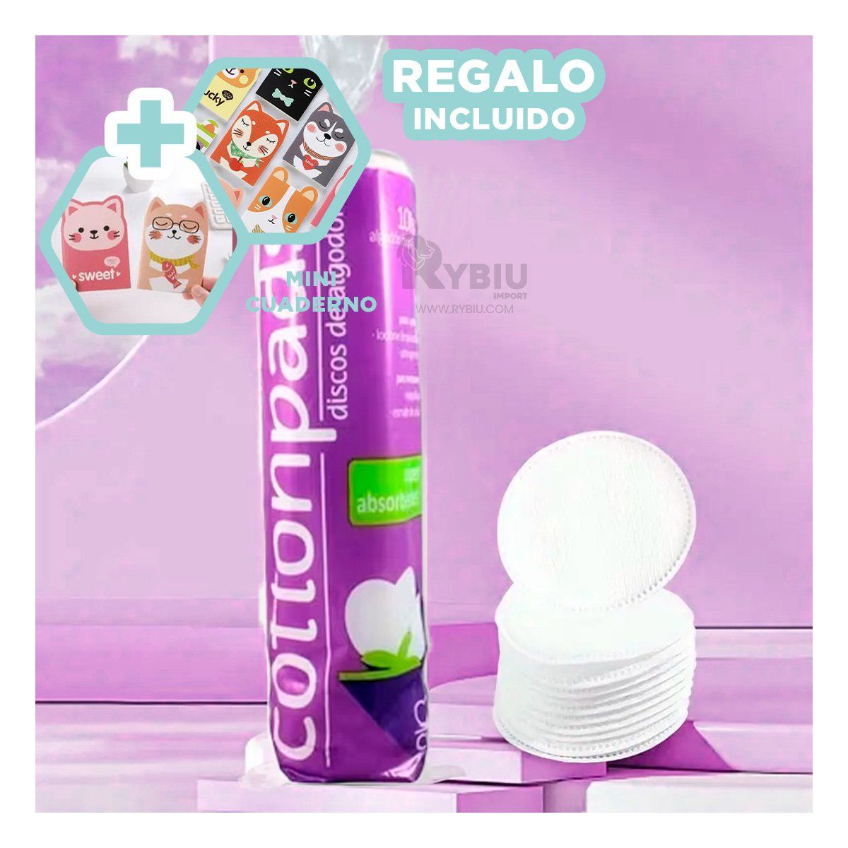 RYBIU IMPORT - Limpiador Desmaquillante de 70 u Y+Ligas de Regalo_123