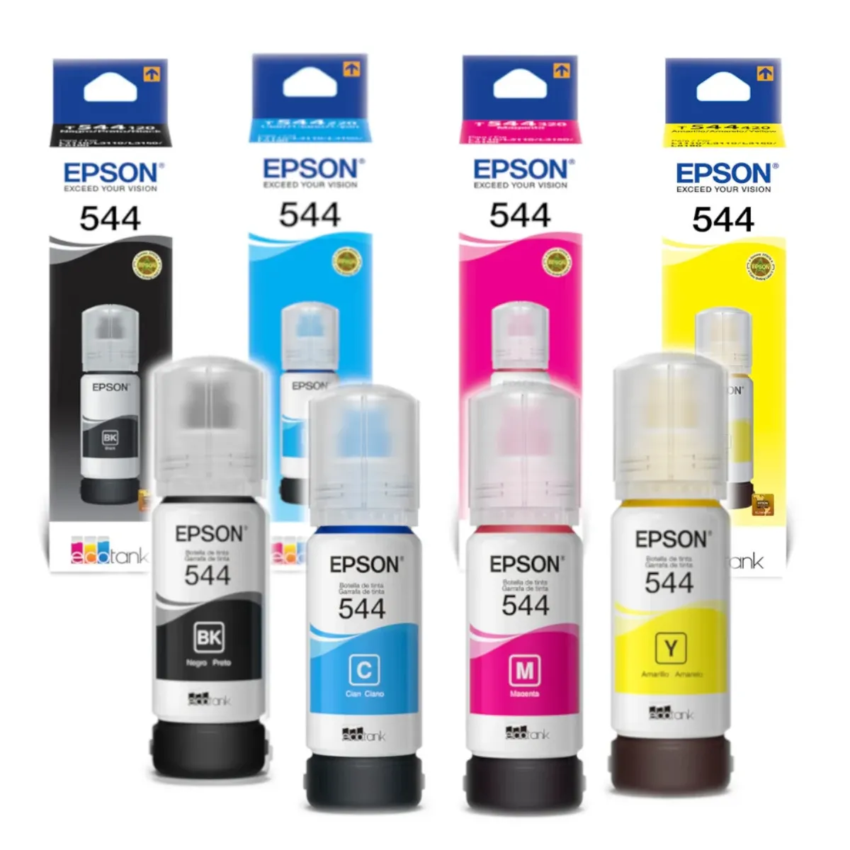 EPSON - Kit Tintas Epson T544 Original Cyan Magenta Yellow y Black