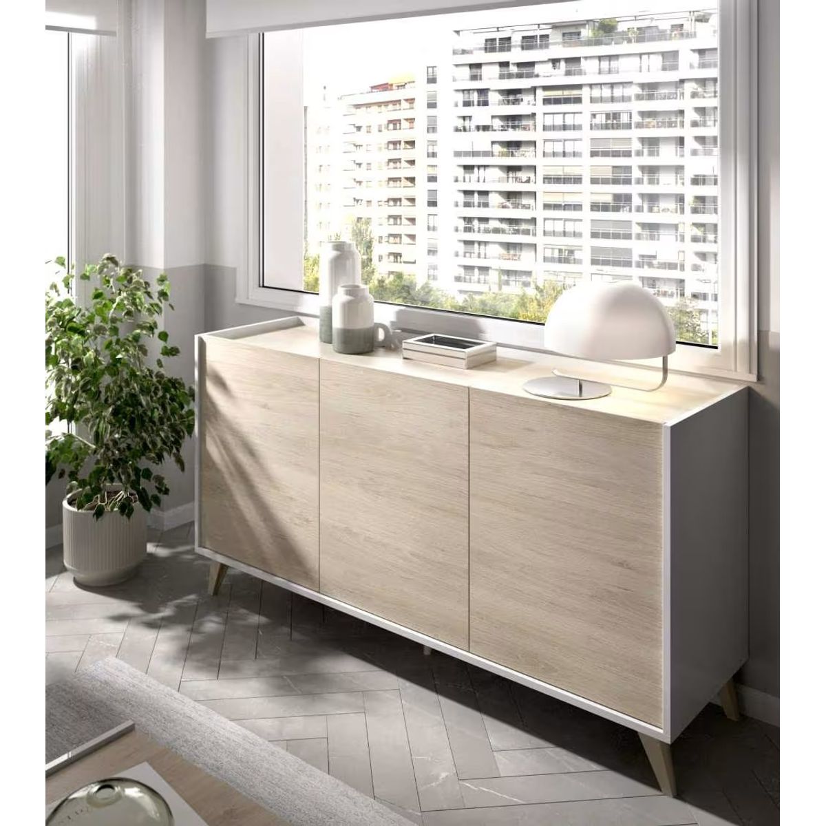 R&R MUEBLES - Aparador Minimalista Mae Duna con Blanco R&R MUEBLES