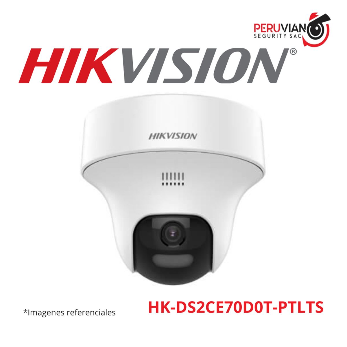 HIKVISION - Cámara PT fija con audio bidireccional de 2 MP  HK-DS2CE70D0T-PTLTS