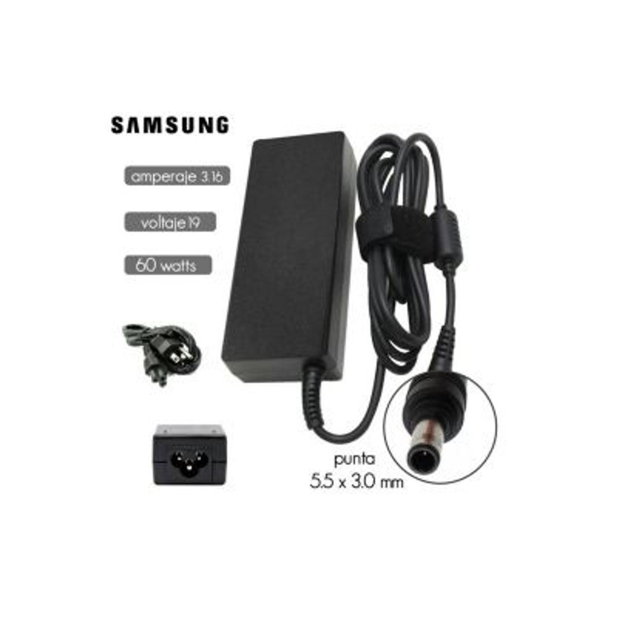 GENERICO - CARGADOR COMPATIBLE SAMSUNG 19V 3-16A 5-5x3-0mm 60w