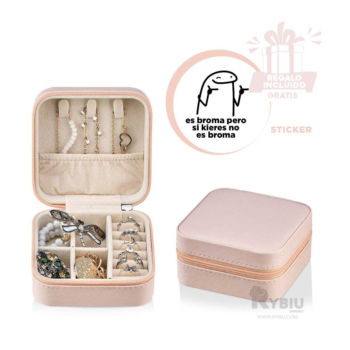 RYBIU IMPORT - Cofre para Joyas Moderno en Color Rosado Y+Regalo Stickers