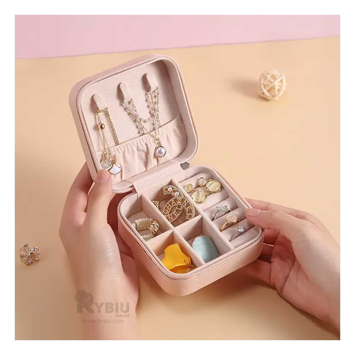 RYBIU IMPORT - Cofre para Joyas Moderno en Color Rosado Y+Regalo Stickers