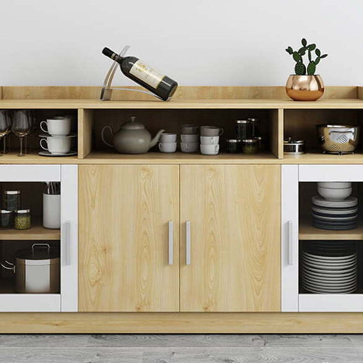 R&R MUEBLES - Mueble Organizador de Cocina Moderno Sophia 4 Puertas R&R MUEBLES