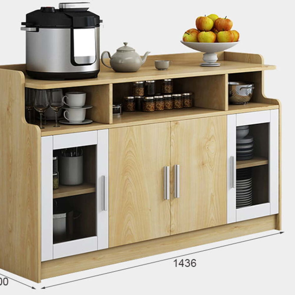 R&R MUEBLES - Mueble Organizador de Cocina Moderno Sophia 4 Puertas R&R MUEBLES
