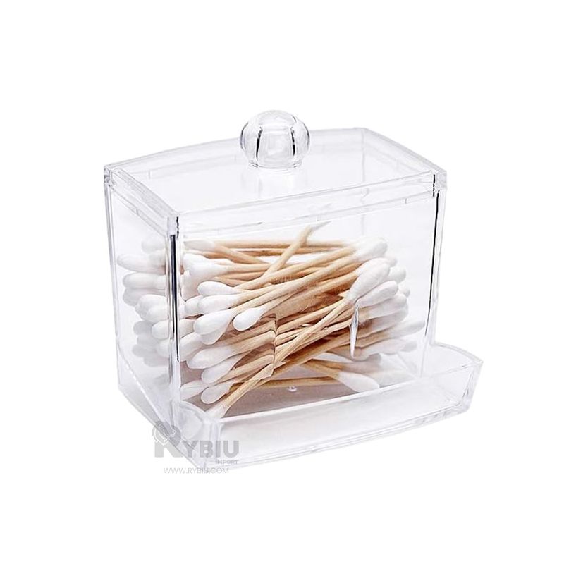 RYBIU IMPORT - Cofre para Cotones e Hisopos Transparente Y+Gift Stickers
