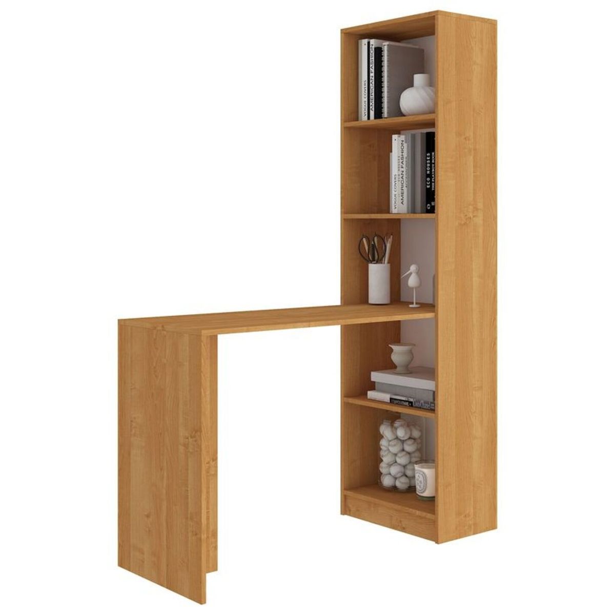 GENERICO - Escritorio Moderno Corali con Estante y 2 Cajones R&R MUEBLES