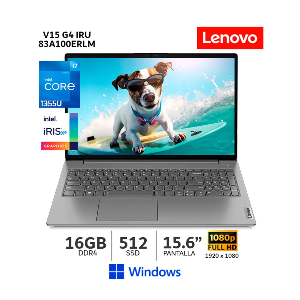 LENOVO - Laptop Lenovo V15 G4 IRU Core i7-1355U 16Gb Ram 512Gb SSD 156” FHD TN Wind 11-83A100ERLM