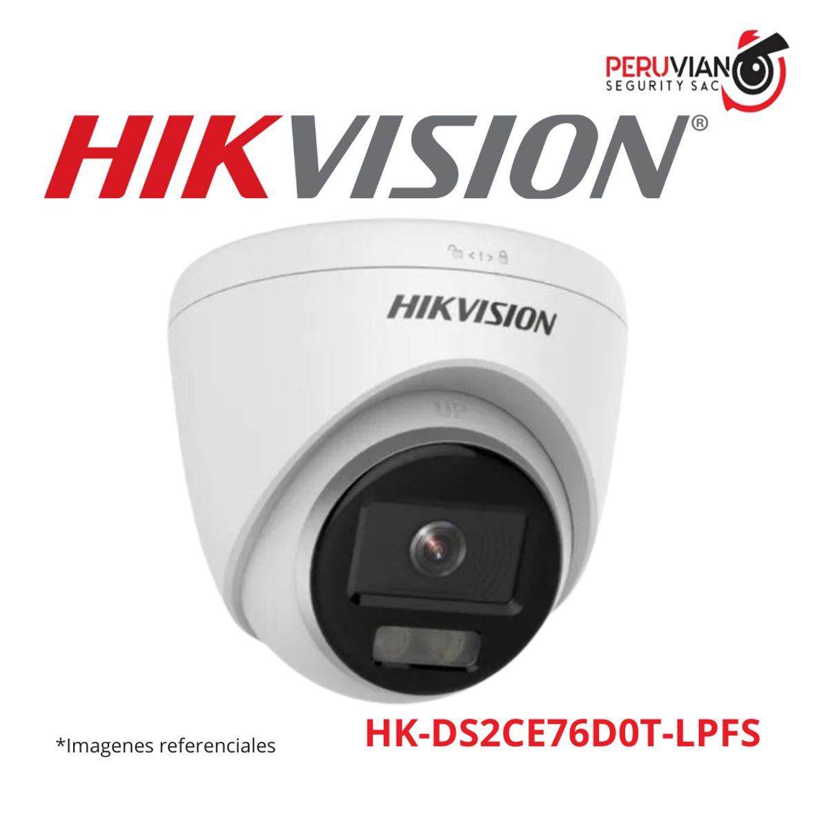 HIKVISION - Cámara domo con audio, luz e híbrido inteligente de 2MP   HK-DS2CE76D0T-LPFS